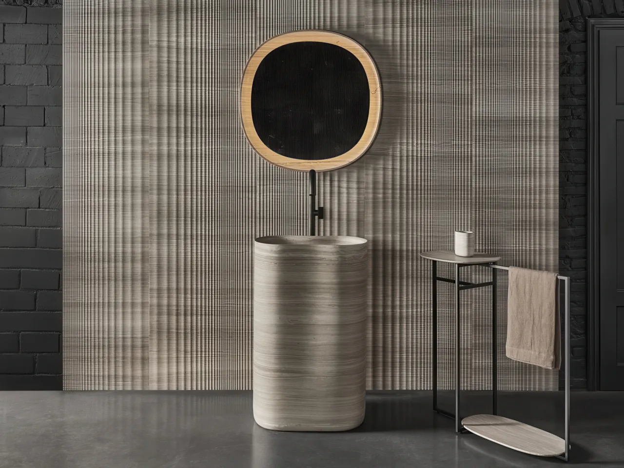 Salvatori Nagi wandtextuur Yabu Pushelberg golvend reliëf in natuursteen zeven steensoorten