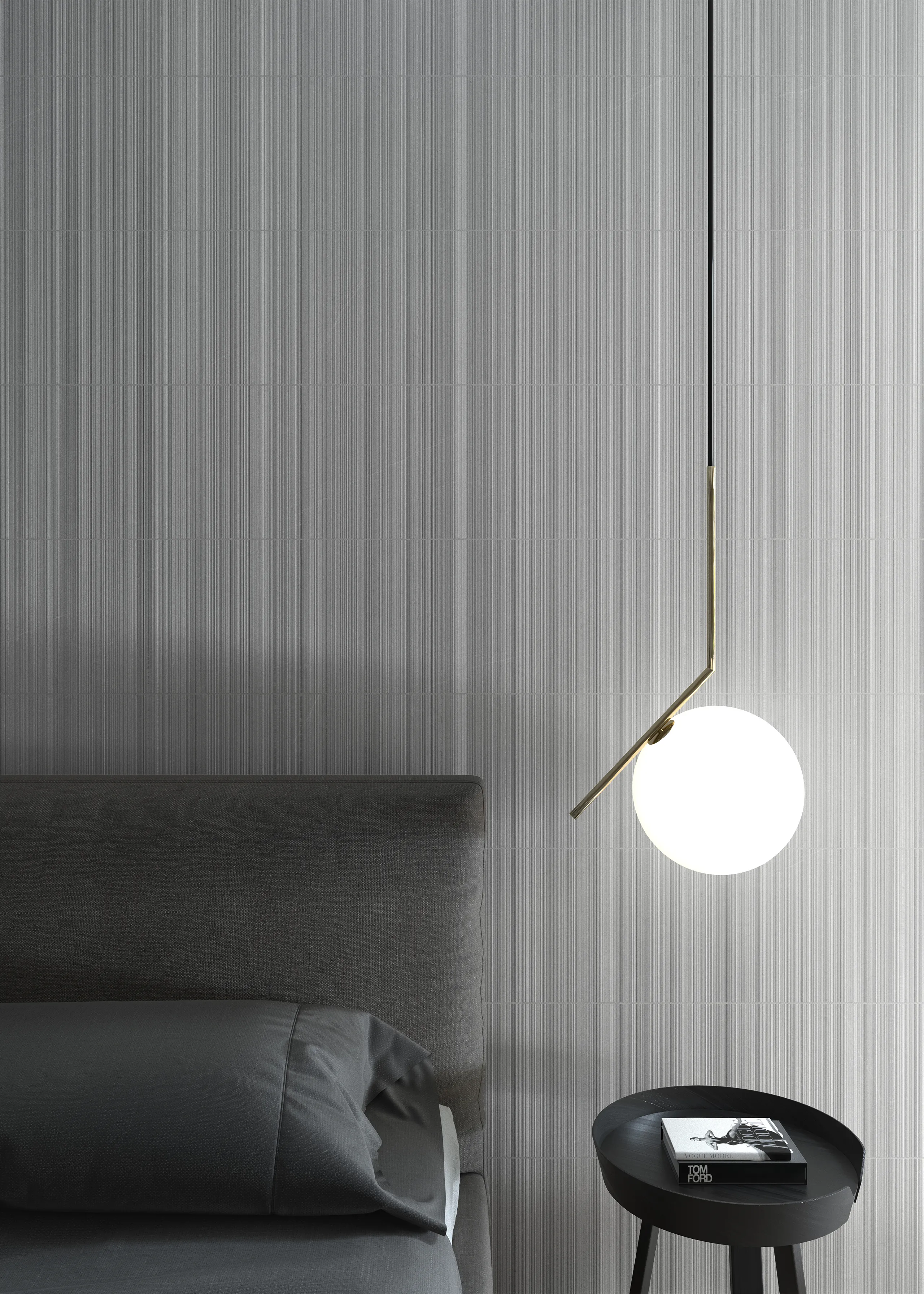 Living Ceramics Ductile wandbekleding Allure Lightgrey porselein 6 mm dik 90x270 cm van vloer tot plafond