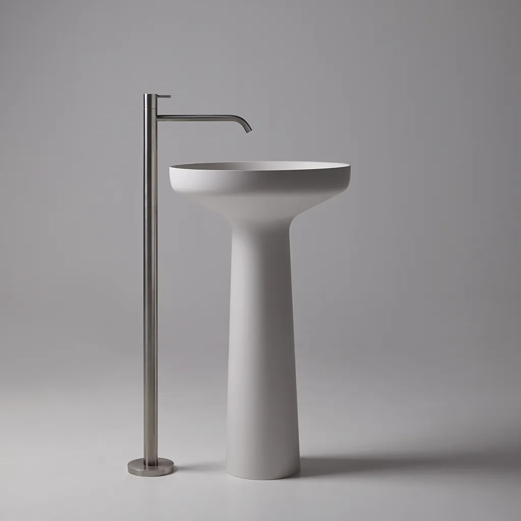 antoniolupi Ago85 vrijstaande wastafel in wit ronde vormgeving compact Italiaans wastafelontwerp