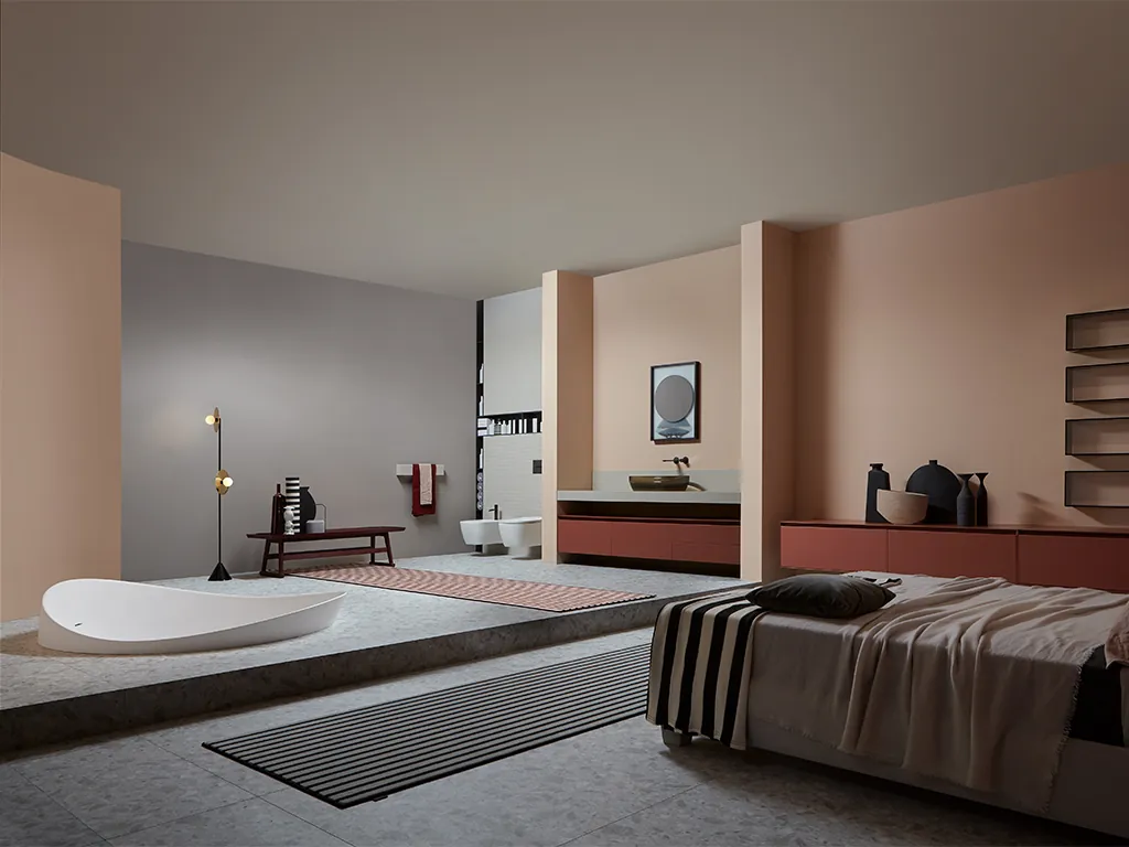 antoniolupi Dune verzonken bad in Cristalplant wit ingebouwd badontwerp met naadloze afwerking