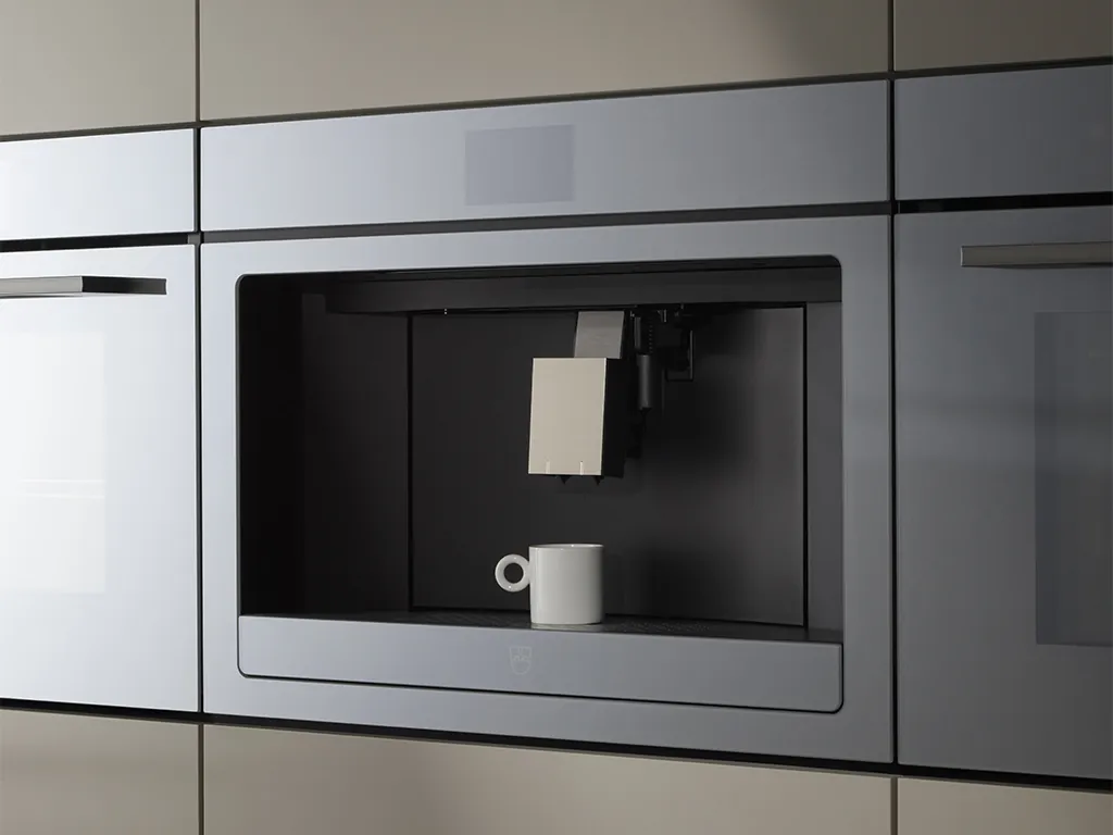 V-ZUG inbouw koffiemachine volautomaat naadloos geïntegreerd exacte temperatuur en drukregeling