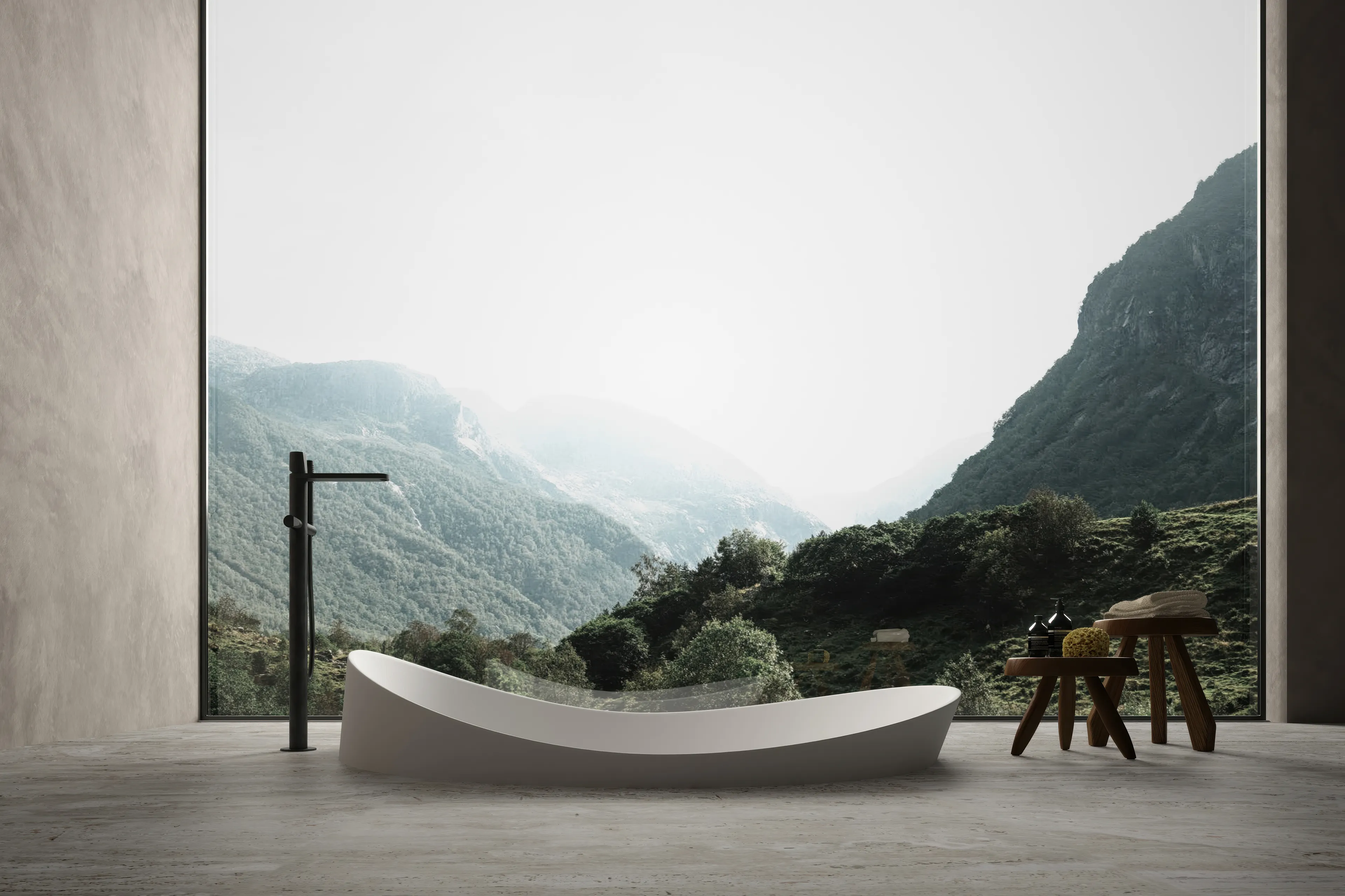 antoniolupi Dune verzonken bad in wit Cristalplant bio-based materiaal Italiaans badkamerdesign uit Stabbia