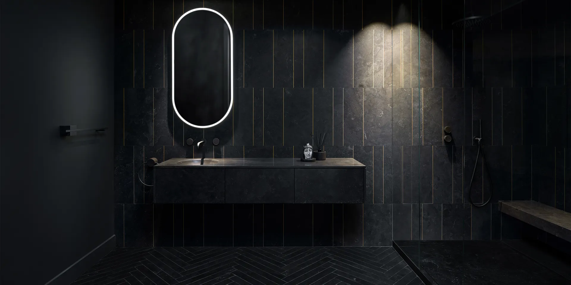 Luxe badkamer met natuursteen