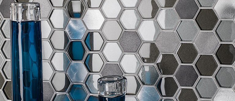 Porcelanosa Mos Fusion Hexagon Steel Mix H